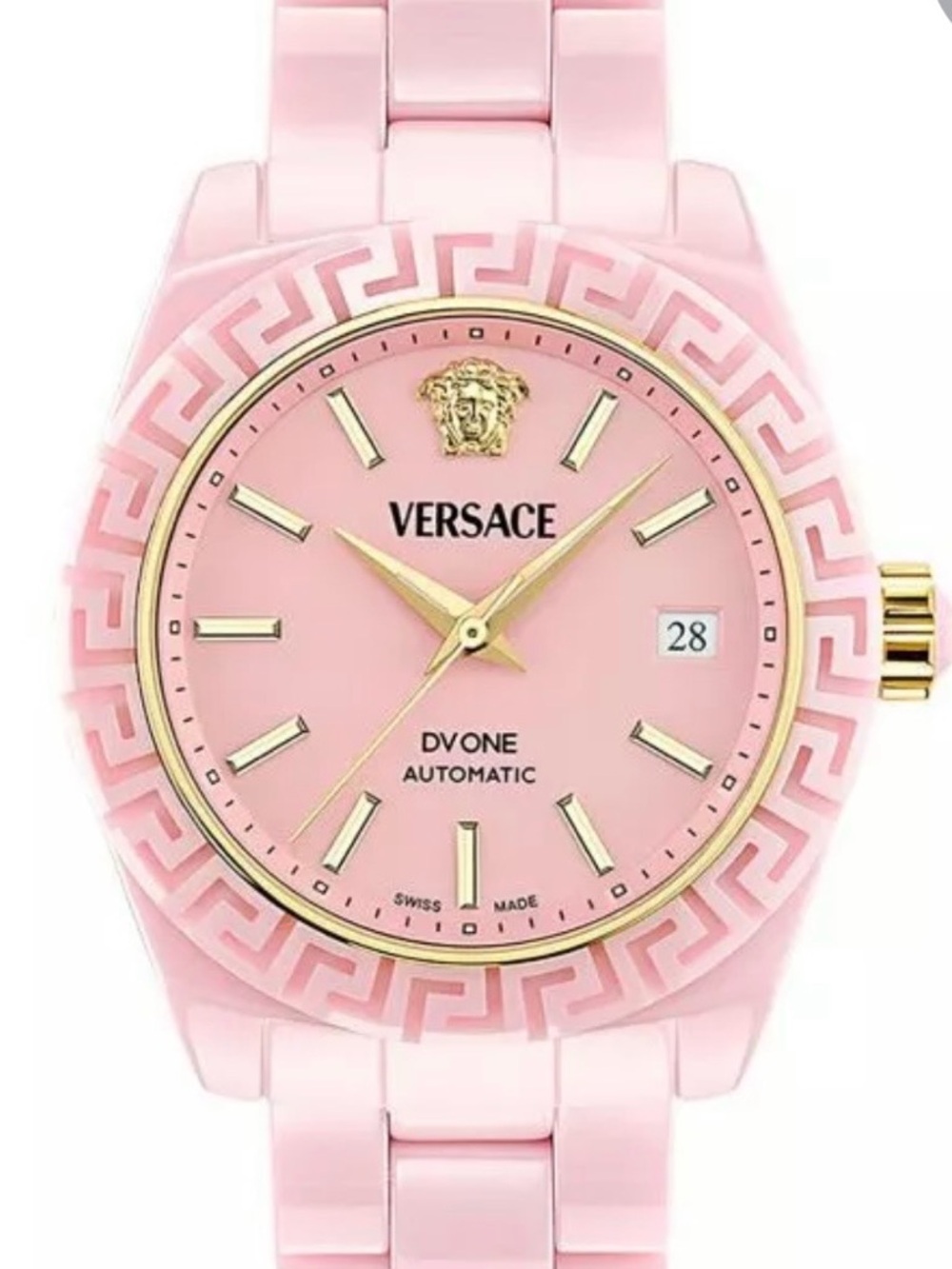 Versace Pink and Gold DV One Automatic Bracelet Watch